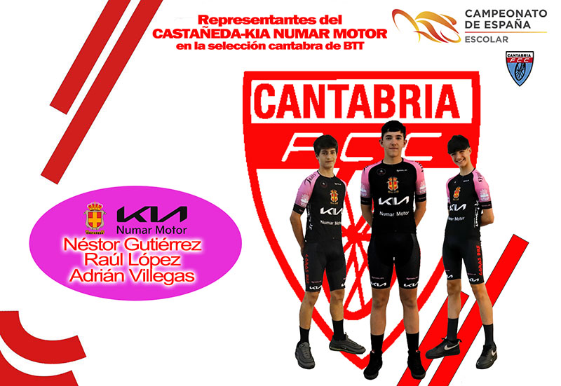 Los tres cadetes representarán a Cantabria en los `Campeonatos de España Escolares de BTT 2023´ 