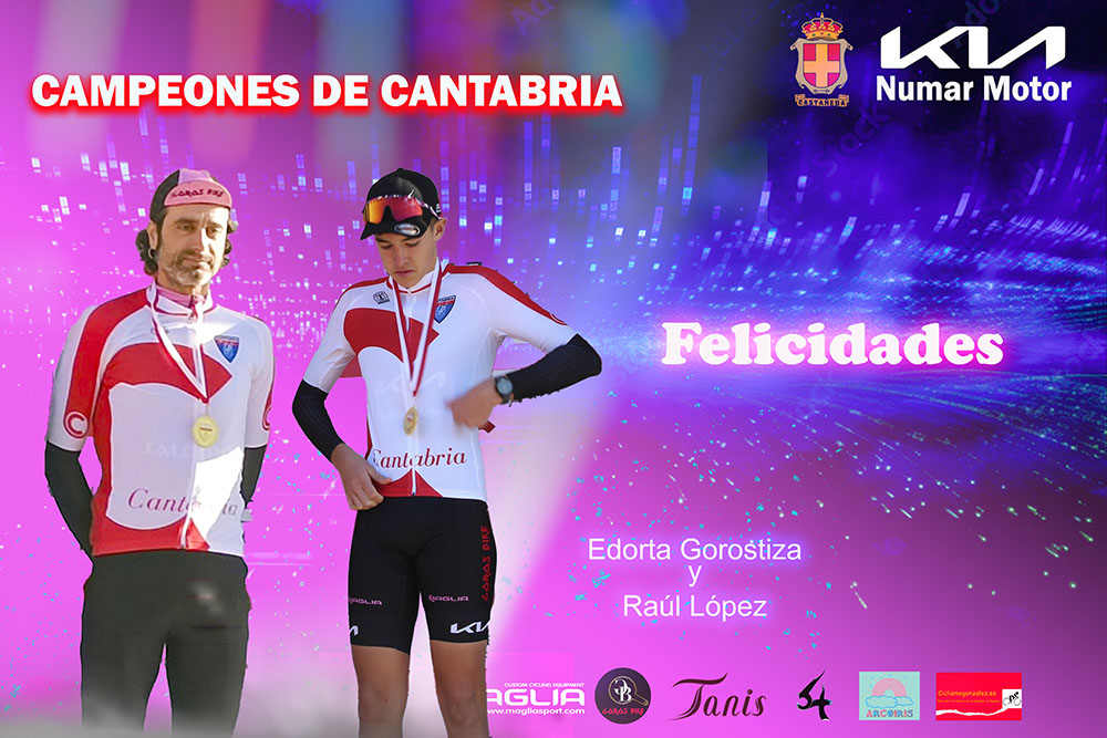 Edorta Gorostiza y Raúl López, campeones de Cantabria de cyclocross en máster 50 y cadetes. INFOGRAFÍA : ©ciclismo gonzalez