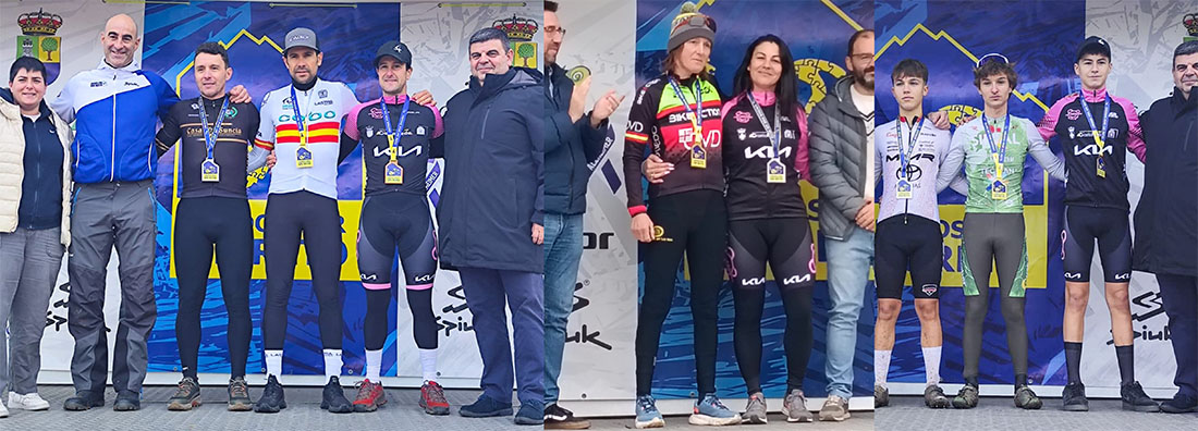 En la imagen solo aparecen tres de los cinco podiums que el Castañeda-KIA obtuvo.